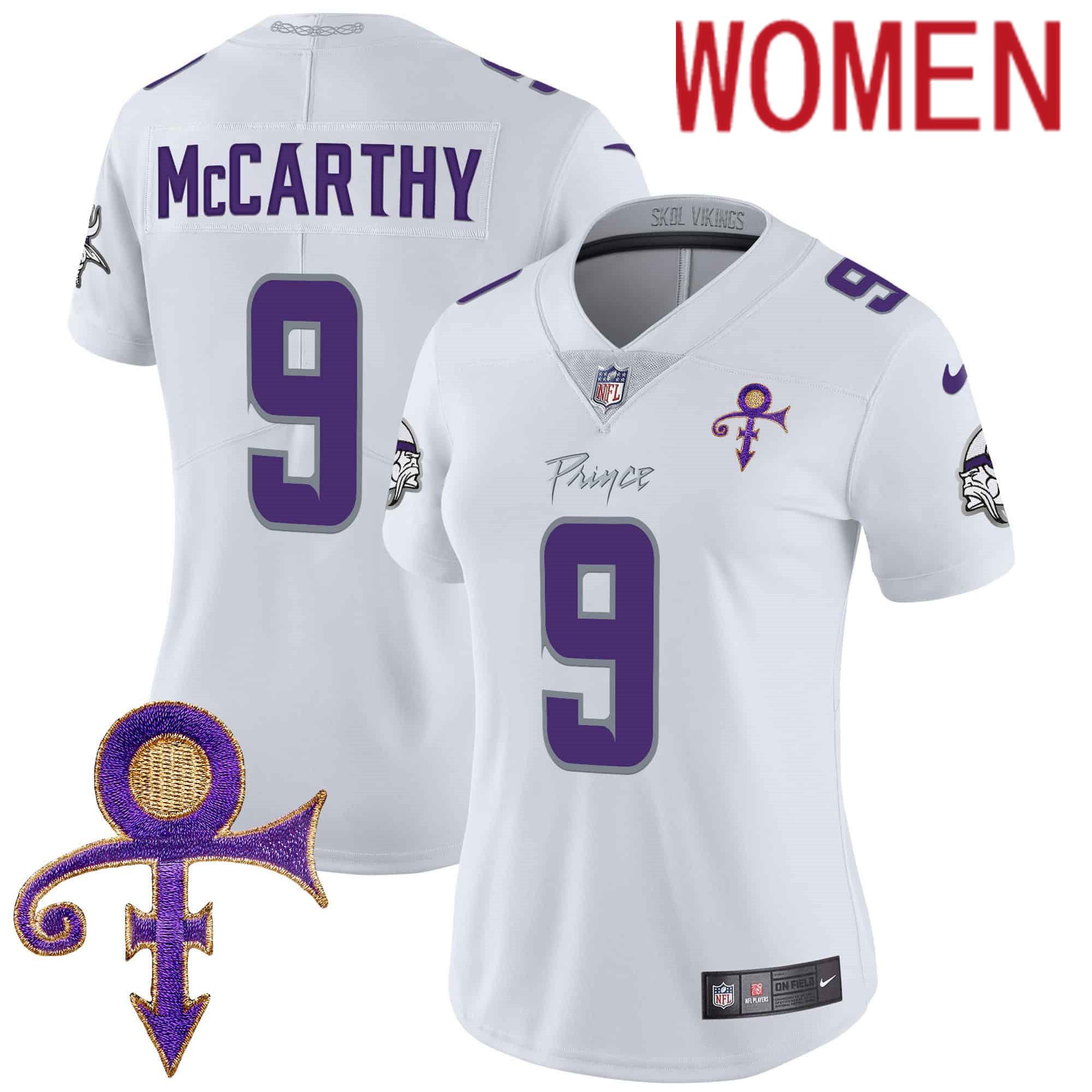 Women Minnesota Vikings #9 Mccarthy White 2024 Nike Prince Vapor Limited NFL Jersey